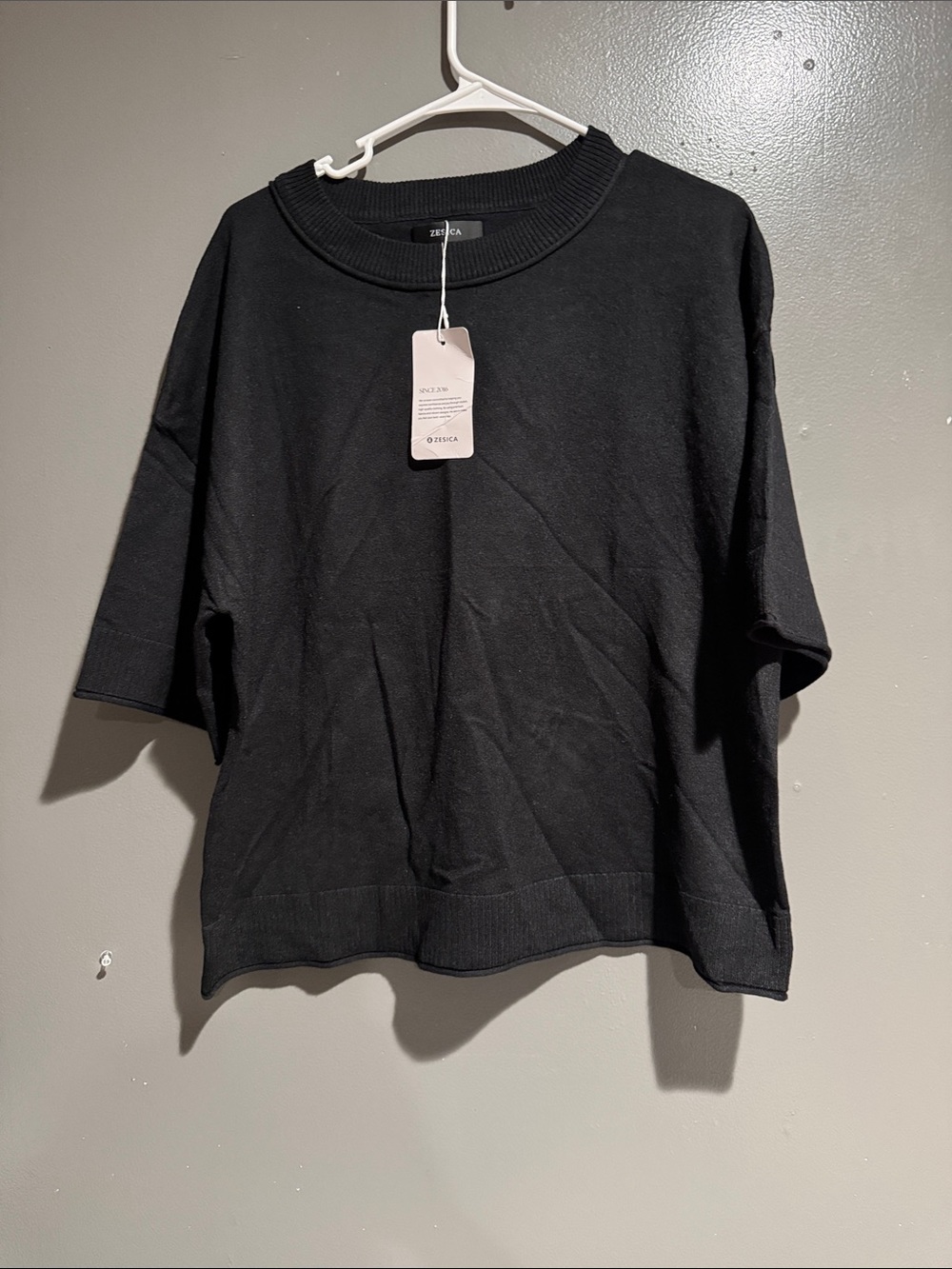 Black Short-Sleeve Boxy Sweatshirt - Zara